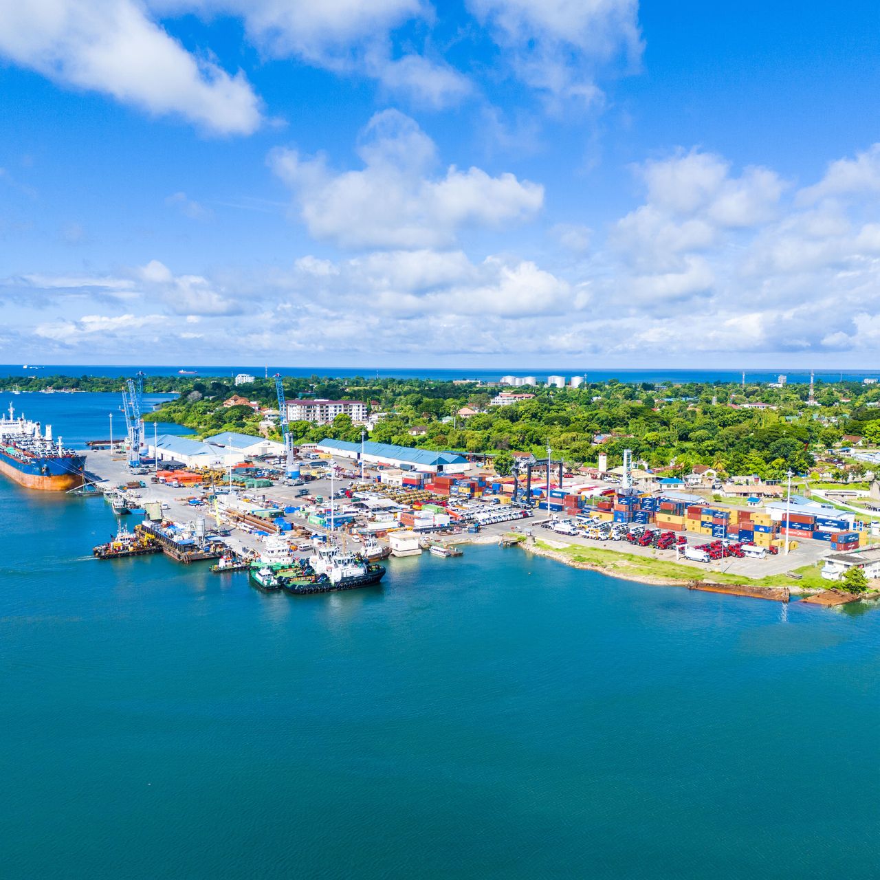 Aerial view of the Port of Tanga, 14 km from the Park